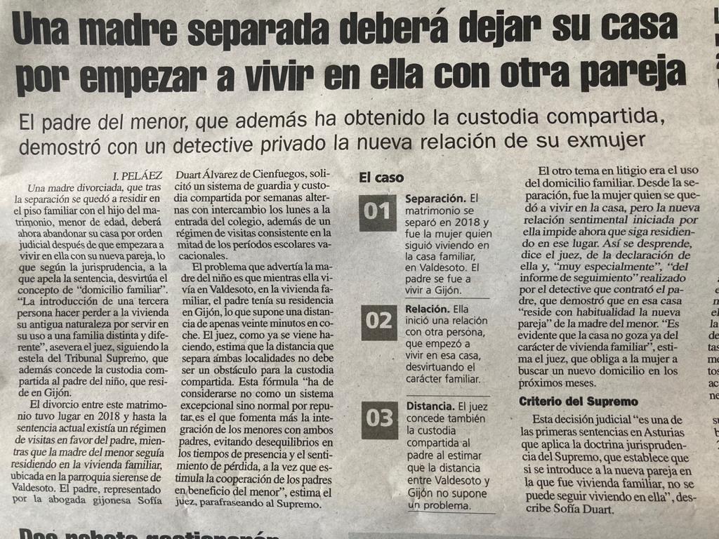 Noticia del periódico de trabajo de Detective Privado Familiar